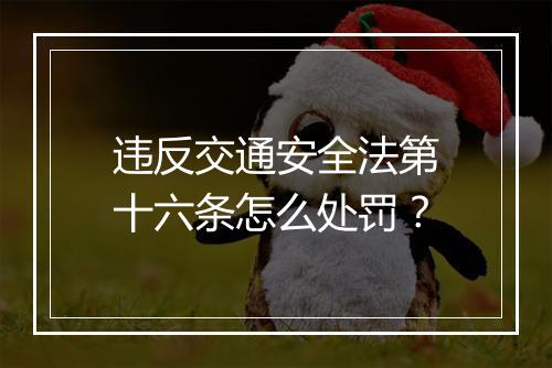 违反交通安全法第十六条怎么处罚？