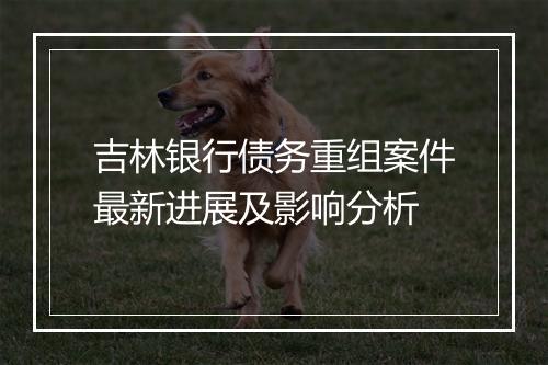 吉林银行债务重组案件最新进展及影响分析