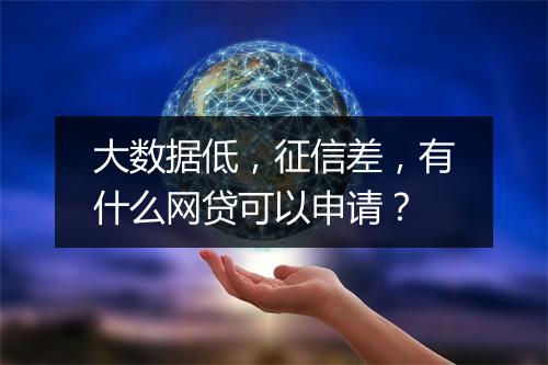 大数据低，征信差，有什么网贷可以申请？