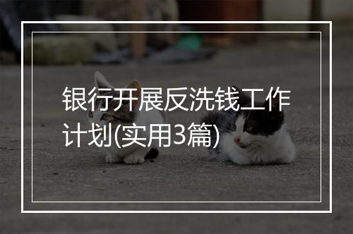 银行开展反洗钱工作计划(实用3篇)