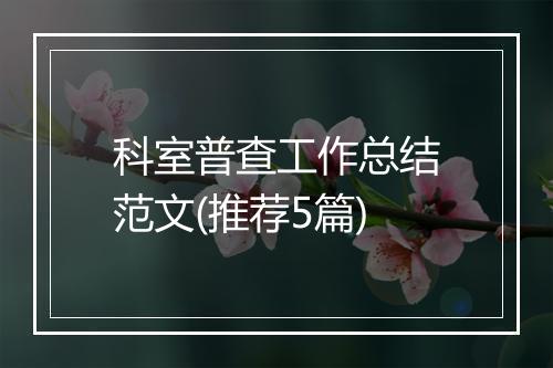 科室普查工作总结范文(推荐5篇)