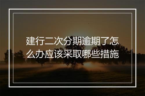建行二次分期逾期了怎么办应该采取哪些措施