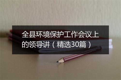 全县环境保护工作会议上的领导讲（精选30篇）