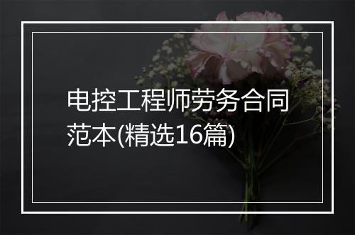 电控工程师劳务合同范本(精选16篇)