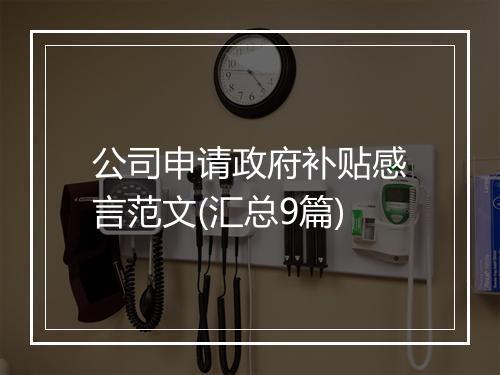 公司申请政府补贴感言范文(汇总9篇)