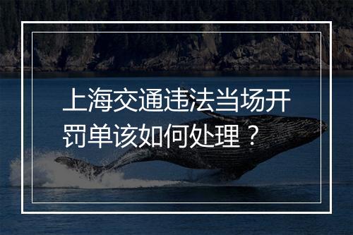 上海交通违法当场开罚单该如何处理？