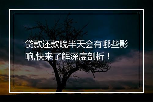 贷款还款晚半天会有哪些影响,快来了解深度剖析！
