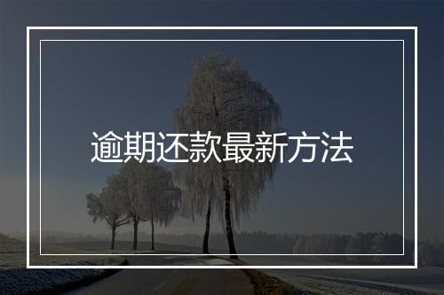 逾期还款最新方法