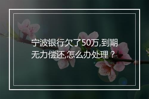 宁波银行欠了50万,到期无力偿还,怎么办处理？