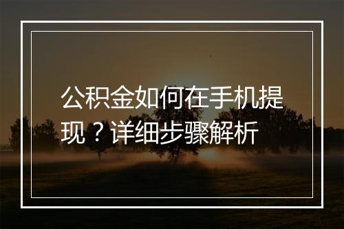 公积金如何在手机提现？详细步骤解析