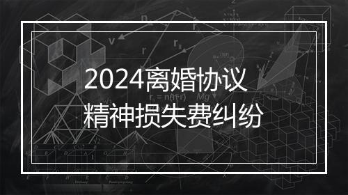 2024离婚协议精神损失费纠纷