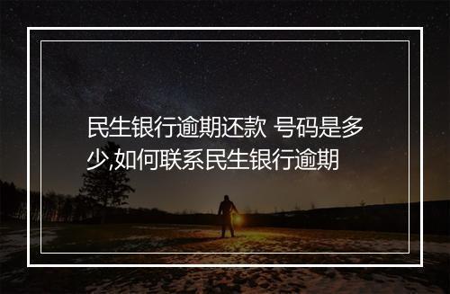 民生银行逾期还款 号码是多少,如何联系民生银行逾期