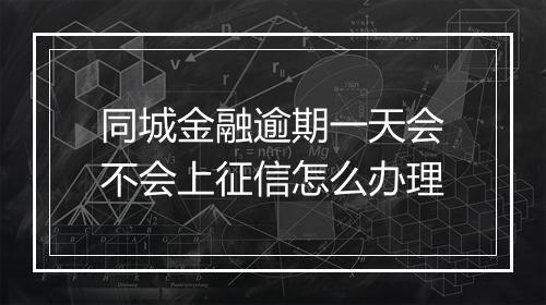 同城金融逾期一天会不会上征信怎么办理