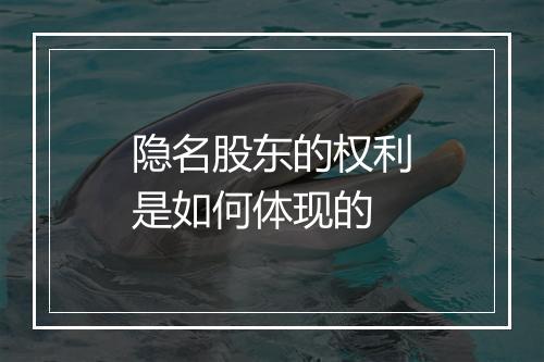 隐名股东的权利是如何体现的