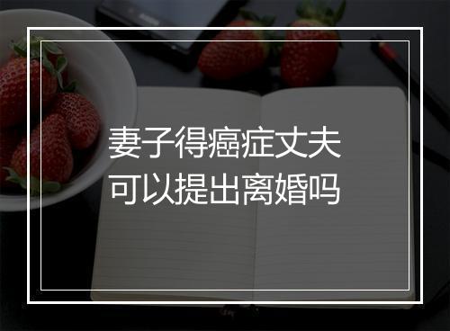 妻子得癌症丈夫可以提出离婚吗