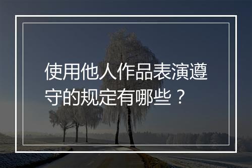 使用他人作品表演遵守的规定有哪些？