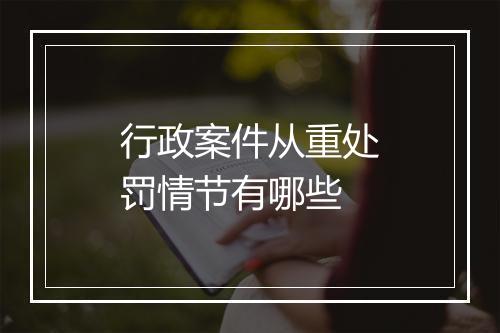 行政案件从重处罚情节有哪些