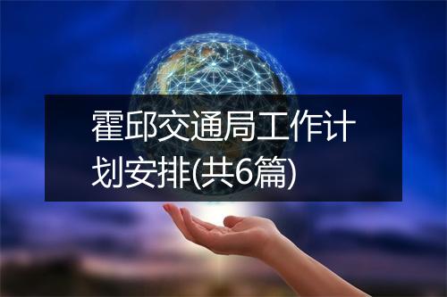 霍邱交通局工作计划安排(共6篇)