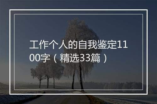 工作个人的自我鉴定1100字（精选33篇）