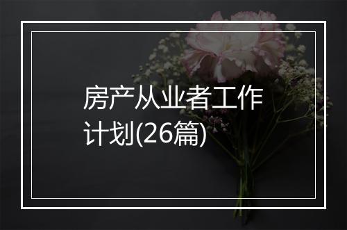 房产从业者工作计划(26篇)