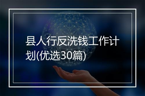 县人行反洗钱工作计划(优选30篇)