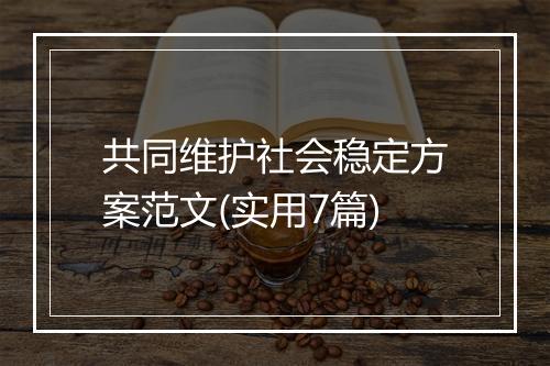 共同维护社会稳定方案范文(实用7篇)