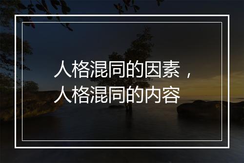 人格混同的因素，人格混同的内容