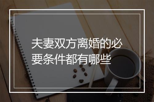 夫妻双方离婚的必要条件都有哪些