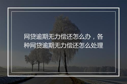 网贷逾期无力偿还怎么办，各种网贷逾期无力偿还怎么处理