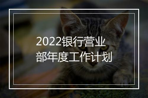 2022银行营业部年度工作计划