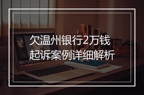欠温州银行2万钱起诉案例详细解析