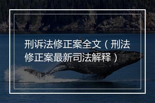 刑诉法修正案全文（刑法修正案最新司法解释）