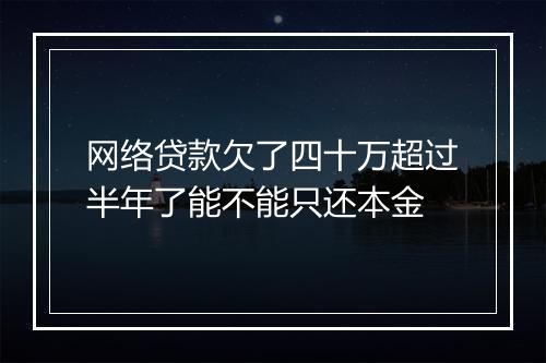 网络贷款欠了四十万超过半年了能不能只还本金
