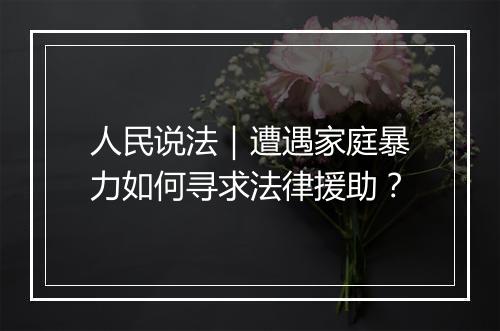 人民说法｜遭遇家庭暴力如何寻求法律援助？