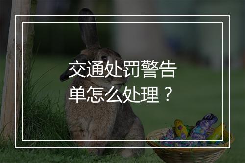 交通处罚警告单怎么处理？