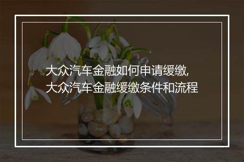 大众汽车金融如何申请缓缴,大众汽车金融缓缴条件和流程