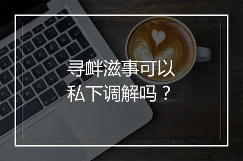寻衅滋事可以私下调解吗？