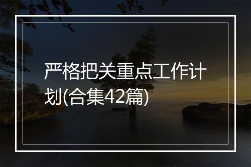 严格把关重点工作计划(合集42篇)