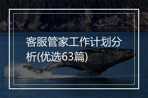 客服管家工作计划分析(优选63篇)