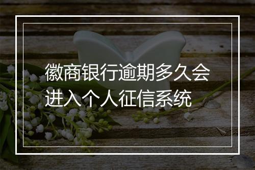 徽商银行逾期多久会进入个人征信系统