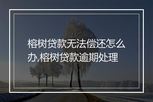 榕树贷款无法偿还怎么办,榕树贷款逾期处理