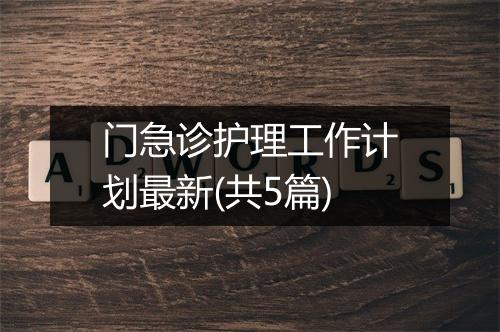 门急诊护理工作计划最新(共5篇)