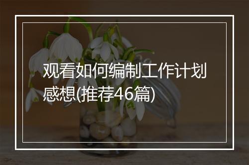 观看如何编制工作计划感想(推荐46篇)