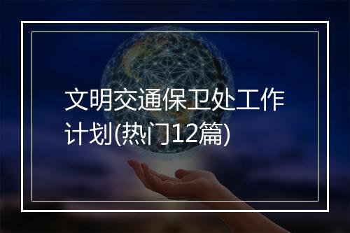 文明交通保卫处工作计划(热门12篇)