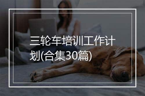 三轮车培训工作计划(合集30篇)