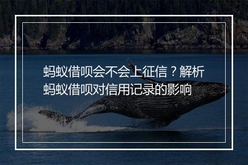 蚂蚁借呗会不会上征信？解析蚂蚁借呗对信用记录的影响