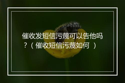 催收发短信污蔑可以告他吗？（催收短信污蔑如何 ）