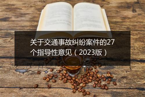 关于交通事故纠纷案件的27个指导性意见（2023版）