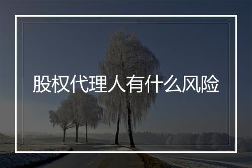 股权代理人有什么风险