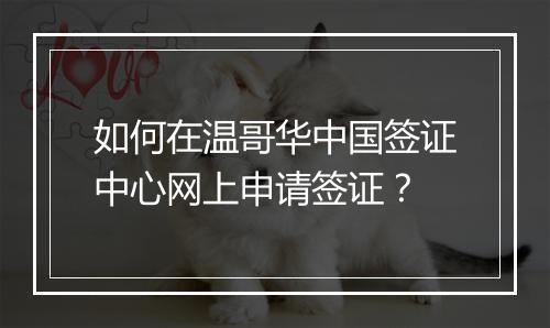 如何在温哥华中国签证中心网上申请签证？